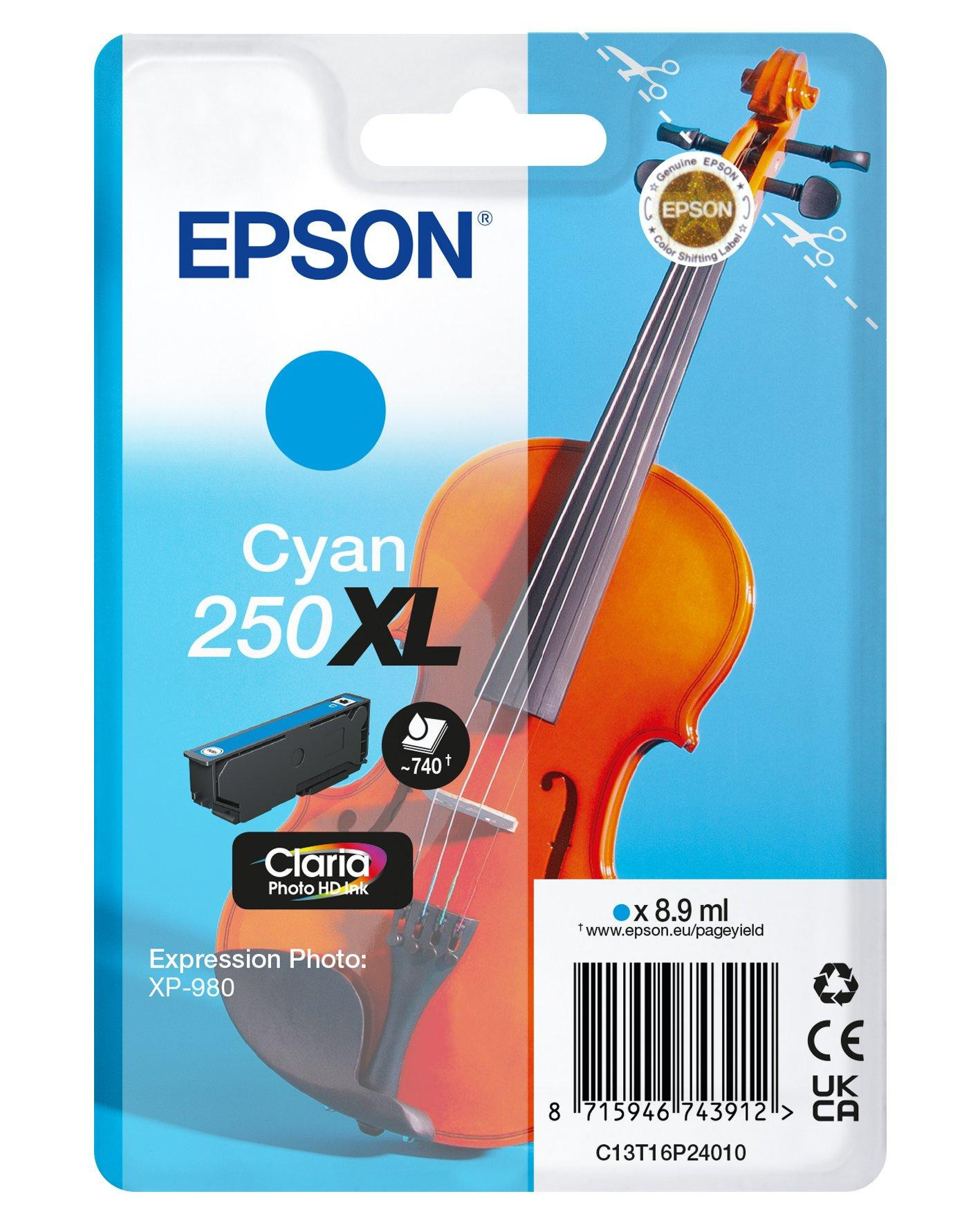 EPSON (ORIGINAL) - Epson 250XL Cyan Cartouche Encre Originale C13T16P24010