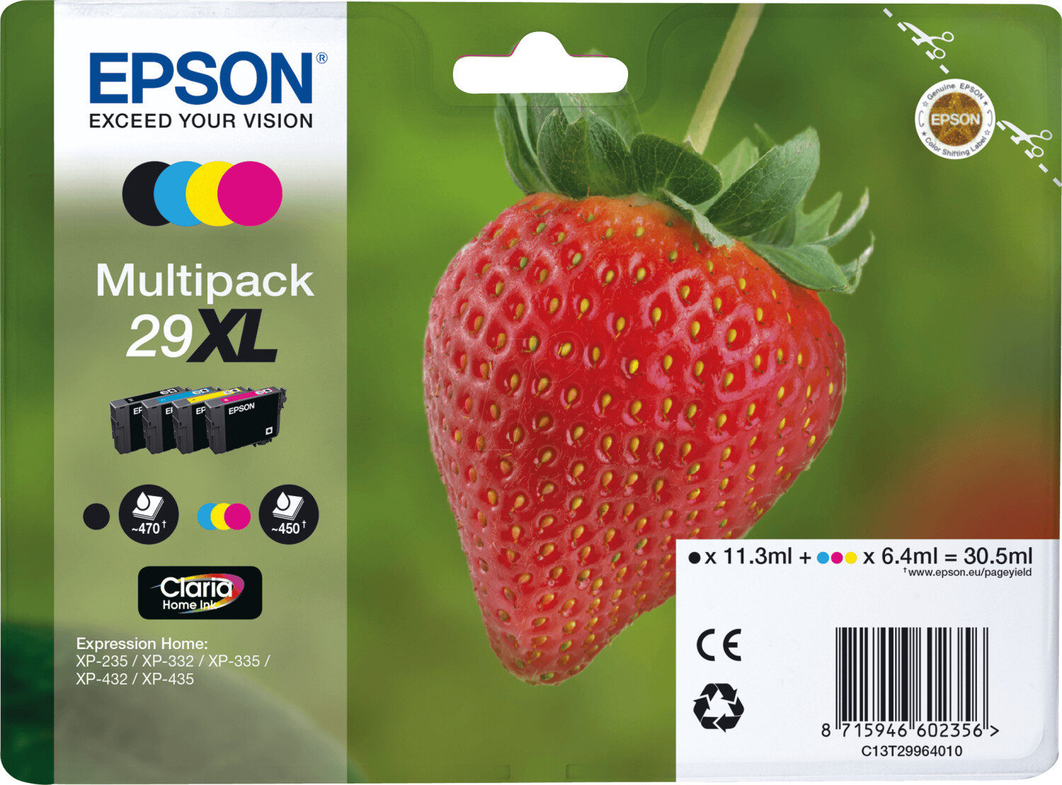 EPSON (ORIGINAL) - Epson 29XL Pack de 4 Cartouches d'encre originales C13T29964012