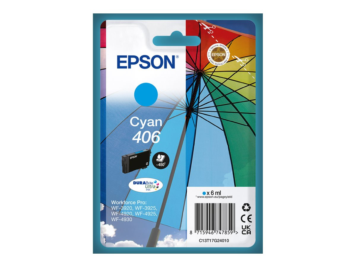 EPSON (ORIGINAL) - Epson 406 Cyan Cartouche Encre Originale C13T17G24010