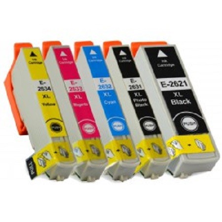 Compatible Epson 26XL - Pack de 5 cartouches (T2621, T2631, T2632, T2633, T2634)