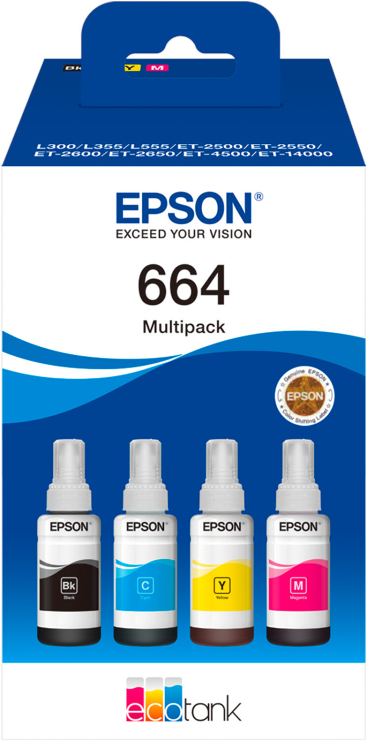EPSON (ORIGINAL) - Epson T664 Pack de 4 Bouteilles d'encre originales C13T664640