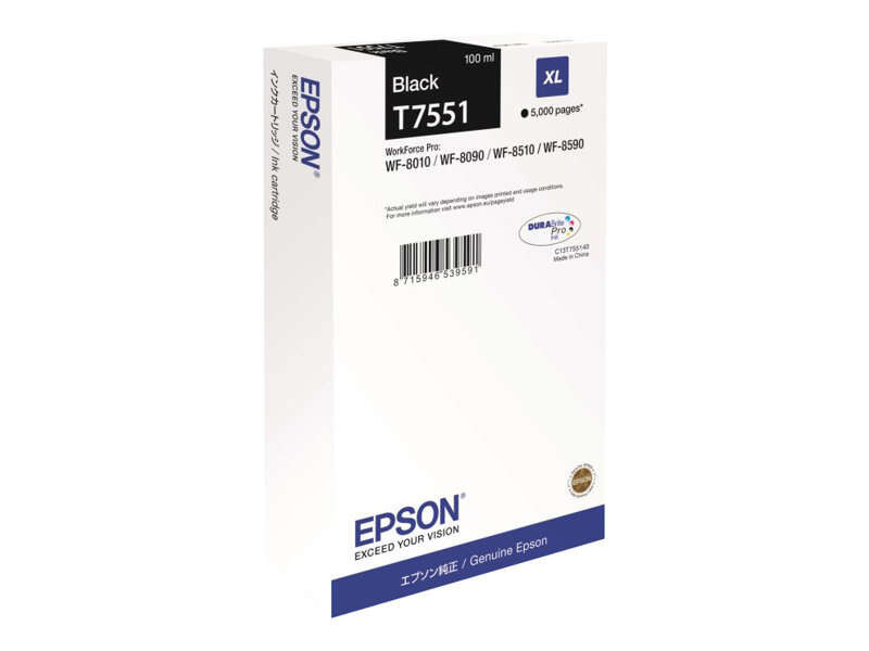 EPSON (ORIGINAL) - Epson T7551XL Noir Cartouche Encre Originale C13T75514N