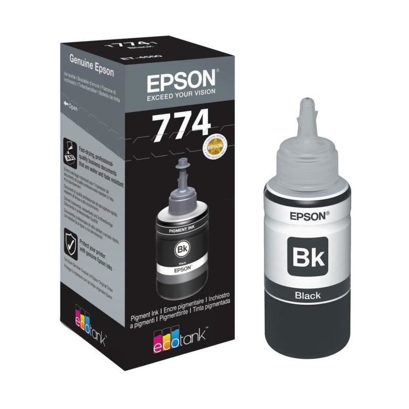 EPSON ORIGINAL - Epson T7741 Noir (140ml) Recharge d'encre de marque pour Ecotank