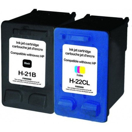 HP (COMPATIBLE PREMIUM) - HP 21XL Noir- HP 22XL Tricolor Pack de 2 Cartouches d'encre remanufacturées SD367AE Qualité Premium