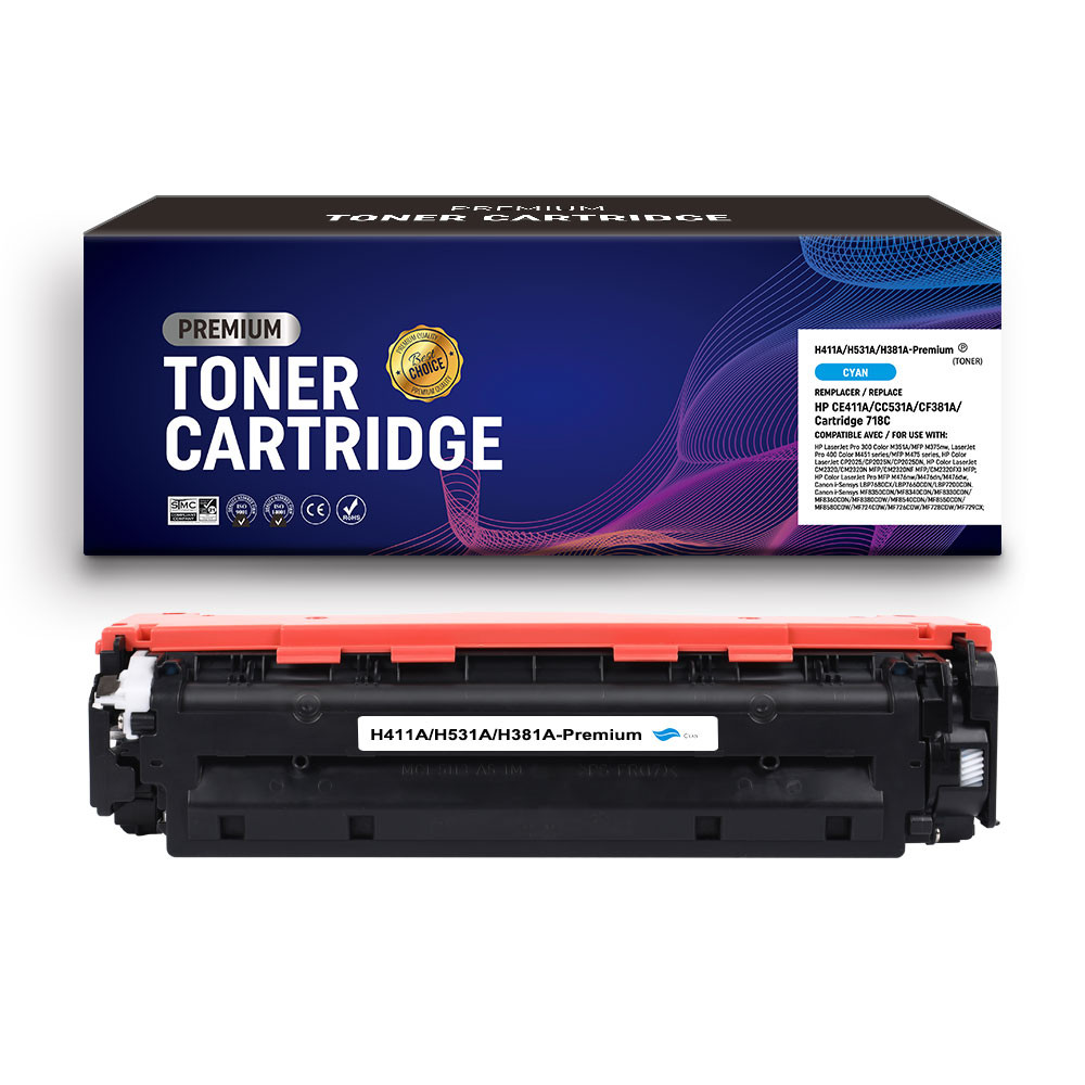HP (COMPATIBLE PREMIUM) - HP 312A Cyan Cartouche de toner remanufacturée CF381A Qualité Premium