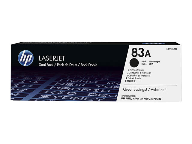 HP (ORIGINAL) - HP 83AD Noir Pack de 2 Cartouches de toner originales CF283AD