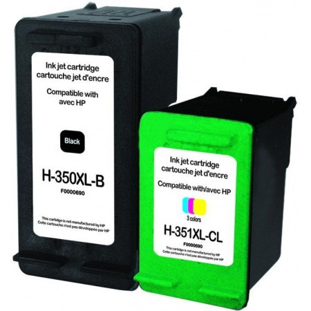 HP (COMPATIBLE PREMIUM) - HP350XL - HP351XL Pack de 2 cartouches d'encre remanufacturées CB335EE-CB338EE Qualité Premium