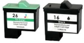 RECYCLE LEXMARK - N°16 et N°26 Lot de 2 Cartouches remanufacturées Lexmark