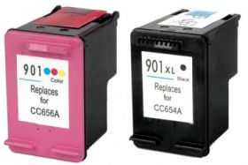 RECYCLE HP - 901XL Noir + Couleurs Lot de 2 Cartouches d'encre remanufacturées HP