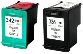 HP (COMPATIBLE) - HP 336 Noir - HP 342 Tricolor Pack de 2 Cartouches d'encre remanufacturées C9362EE-C9361EE