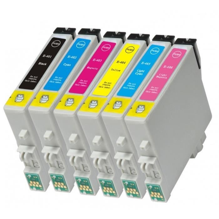 Compatible Epson T0487 - Pack de 6 Cartouches T0481, T0482, T0483, T0484, T0485, T0486