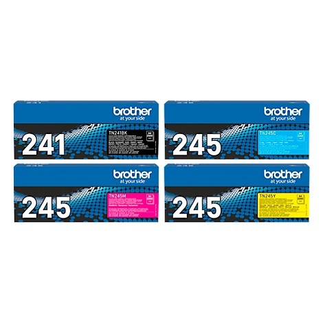 Compatible Brother TN241/245 noir et Couleur : LOT de 4 toners remplace les  toners Brother TN-241BK, TN-245C, TN-245M et TN-245Y