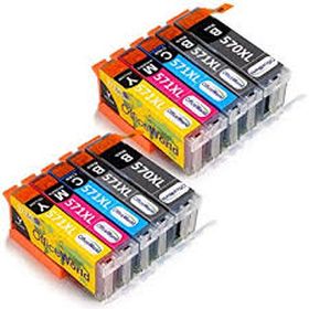 COMPATIBLE CANON - PGI-570XL Noir / CLI-571XL Noir, Cyan, Magenta, Jaune Pack de 10 Cartouches génériques