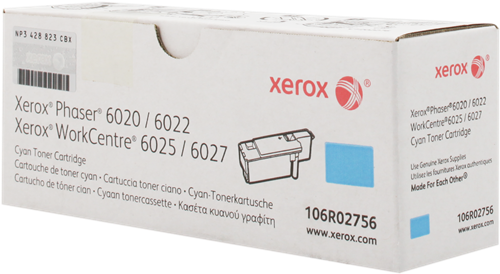 XEROX ORIGINAL - Xerox 106R02756 Cyan (1000 pages) Toner de marque